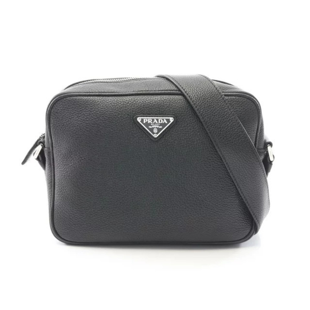 Prada Triangle Shoulder Bag Leather Black